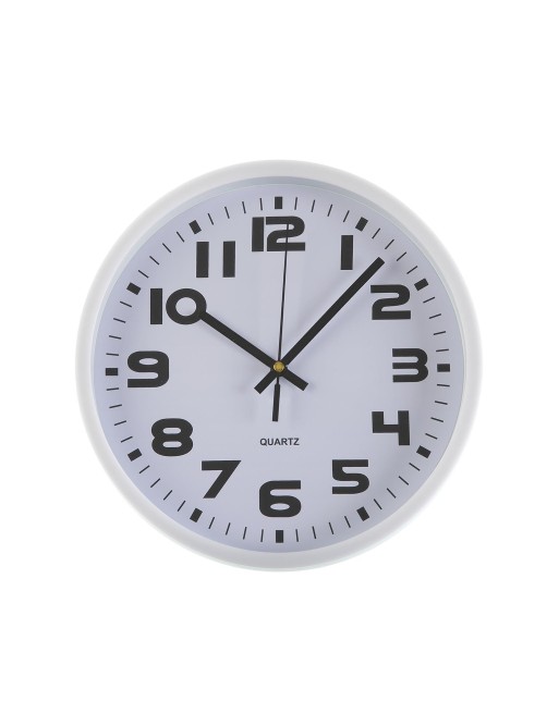Weißer Kunststoff Wanduhr mit einem Durchmesser von 25 cm