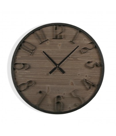 Horloge murale en bois et métal de 60 cm de diamètre, modèle "Bodega"