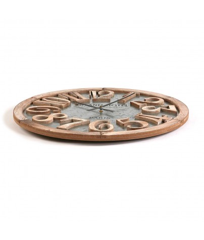 Reloj de pared de madera y metal de 60 cm de diámetro, modelo “Grand Hotel”