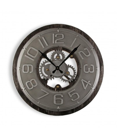 Wooden and metal wall clock with a diameter of 58 cm, model "MDF"