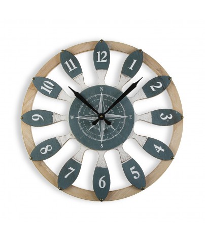 Horloge murale en bois de 60 cm de diamètre, modèle "Marine"