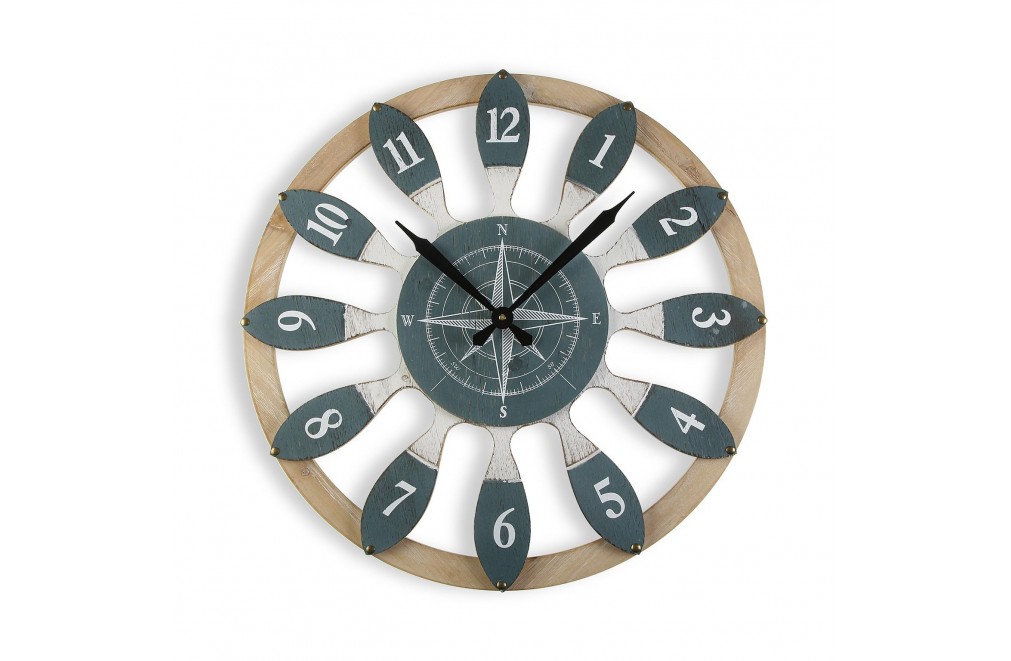 Horloge murale en bois de 60 cm de diamètre, modèle "Marine"
