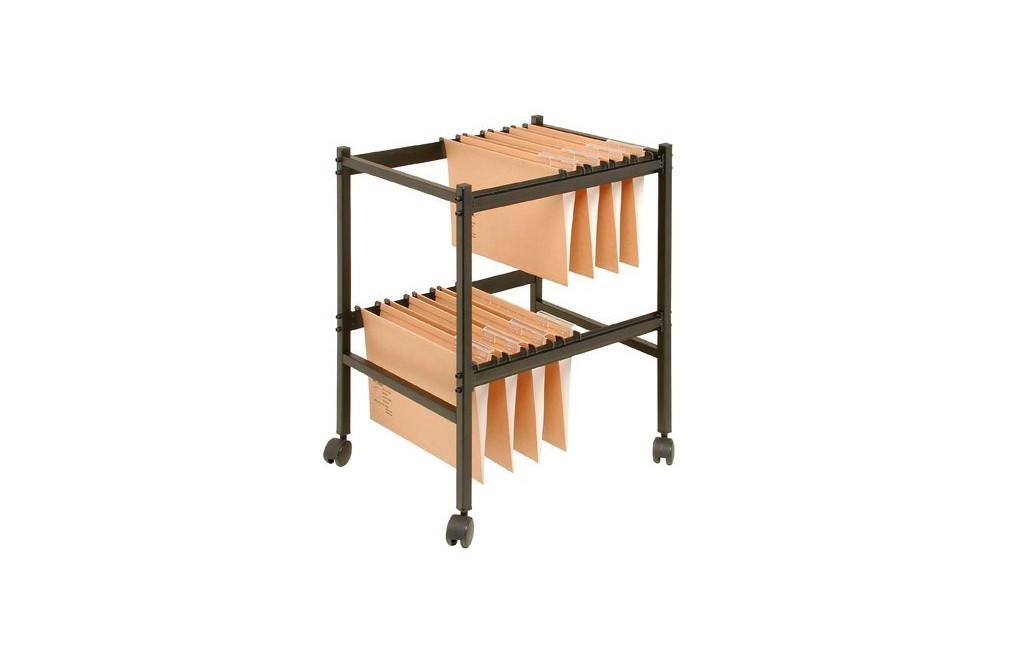 Trolley for hanging document folders. Black color