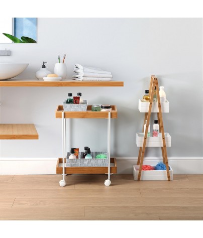 Cart with basket and two shelves in white, model “White”