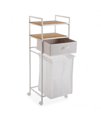 Cart with basket and two shelves in white, model “Gym”
