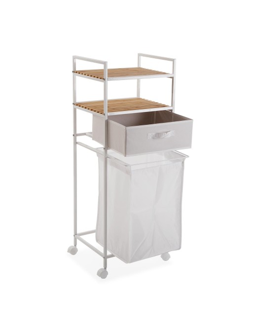 Cart with basket and two shelves in white, model “Gym”