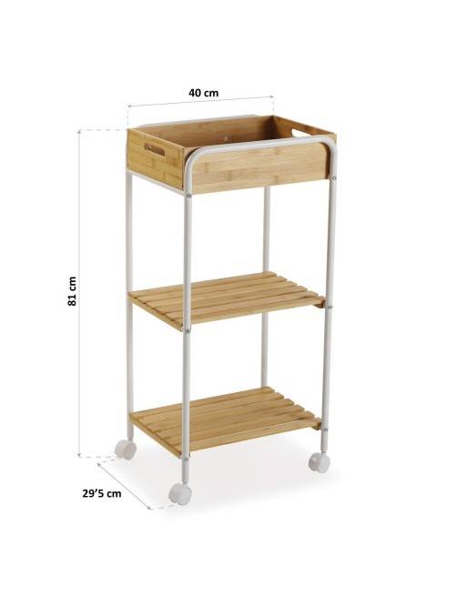 Cart with wheels and 3 shelves, model "Bambú" Cart with wheels and 3 shelves, model "Bambú"