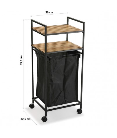 Cart with basket and two shelves in black