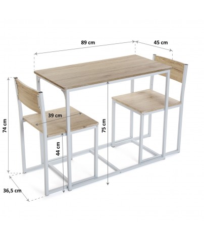 Ensemble table et 2 chaises, modèle Neo