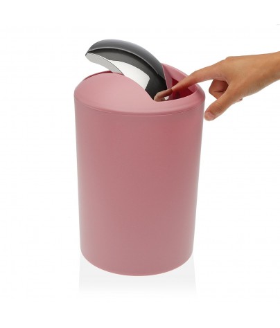 Round polypropylene waste paper bin. 7 Litres (Pink)