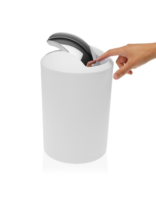 Papelera con tapa basculante color blanca, capacidad 7 litros Papelera con tapa basculante color blanca, capacidad 7 litros