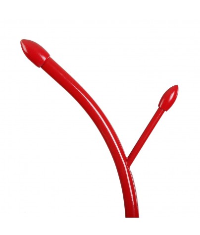 Perchero metálico de pie 6 colgadores con paragüero (Rojo)