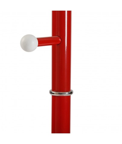 Metal coat rack with 8 hooks (red)