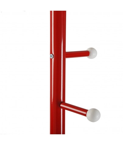 Metal coat rack with 8 hooks (red)