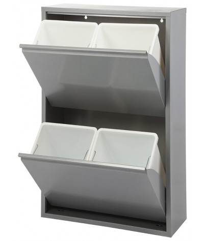 Mueble metálico para reciclaje con cuatro compartimentos, modelo Viena