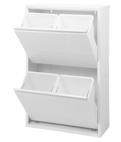 Mueble metálico para reciclaje con cuatro compartimentos, modelo Viena (Blanco)