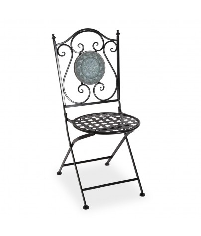 Garden chair with turquoise mosaic