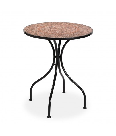 Garden table with mosaic in red