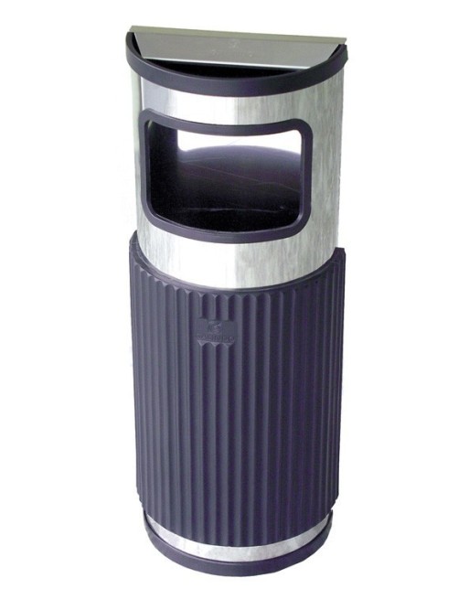 Semicircular ashtray bin in stainless steel lined with polyurethane foam - Large surfaces (63x24x13 cm)