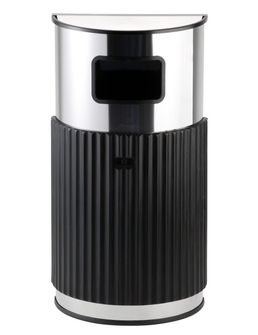 Semicircular ashtray bin in stainless steel lined with polyurethane foam - Professional use for large surfaces