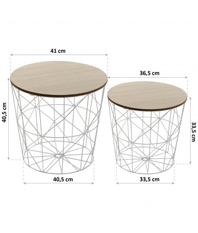 Set of two side tables, model "Double" (White)