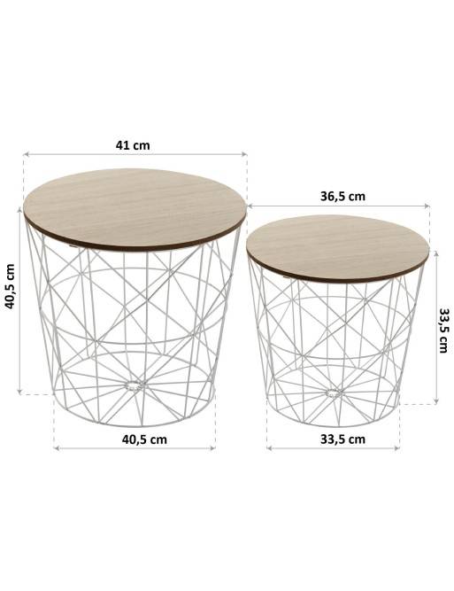 Ensemble de deux tables auxiliaires, modèle "Double" (Blanc) Ensemble de deux tables auxiliaires, modèle "Double" (Blanc)