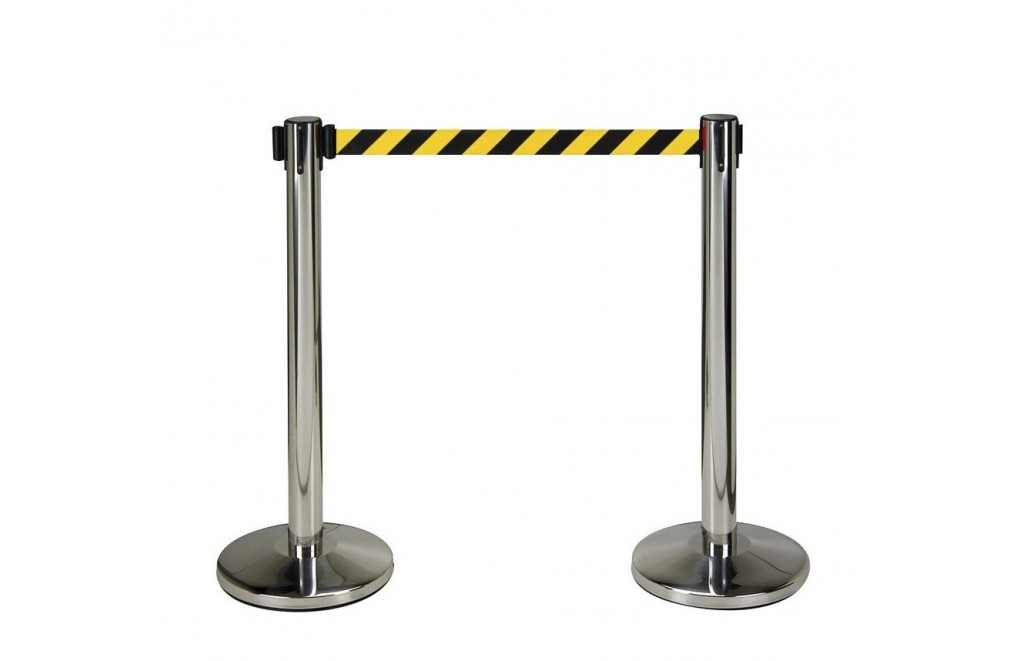 Two stainless steel separator posts with 2m tape (Yellow / black)